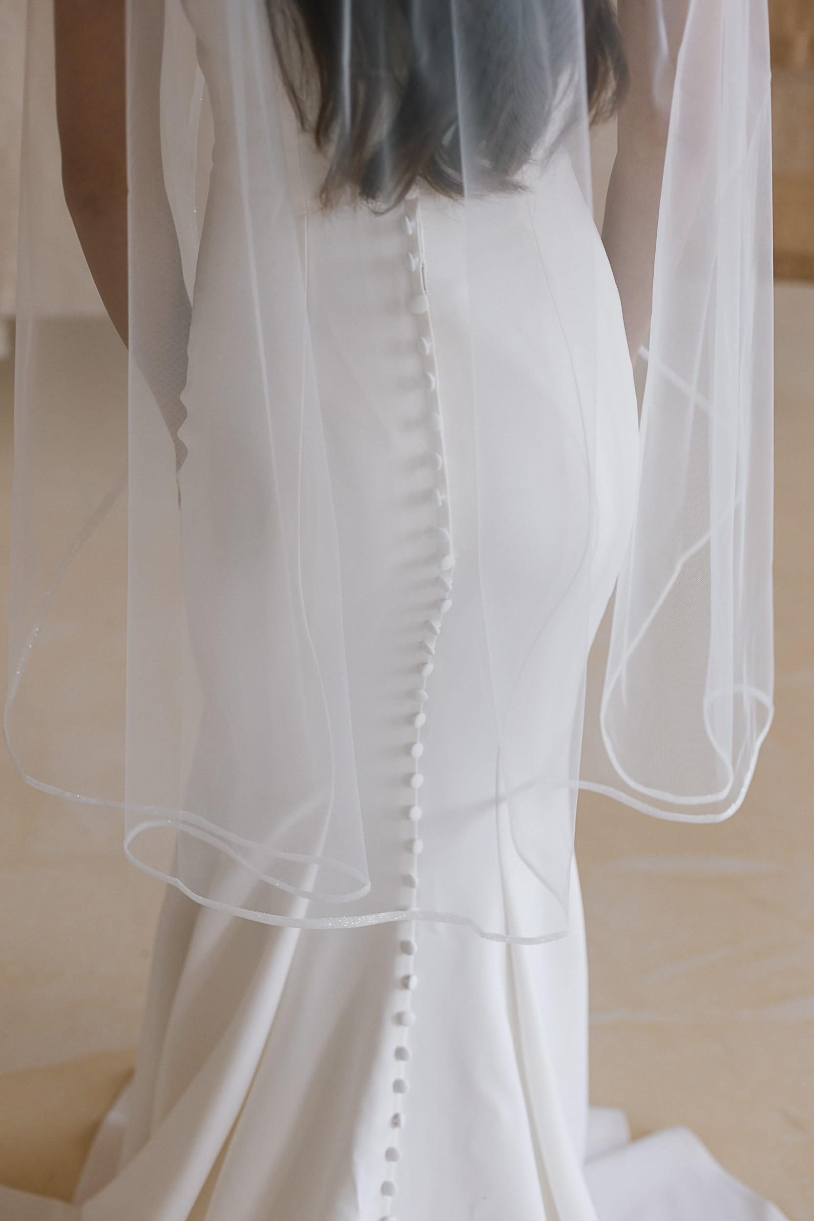 Arabela - Fingertip Glitter Edge Wedding Veil - Image 4