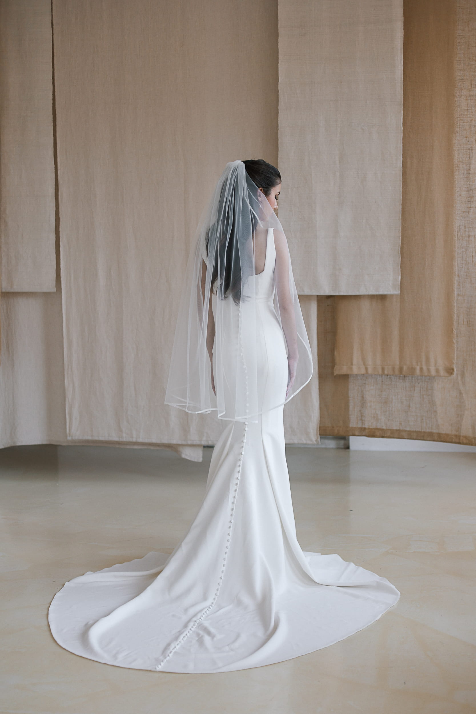 Arabela - Fingertip Glitter Edge Wedding Veil - Image 5