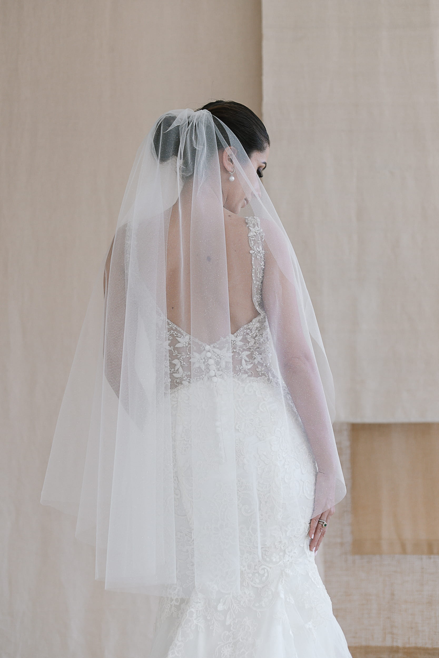 Myra - One Tier Fine Glitter Wedding Veil - Image 4