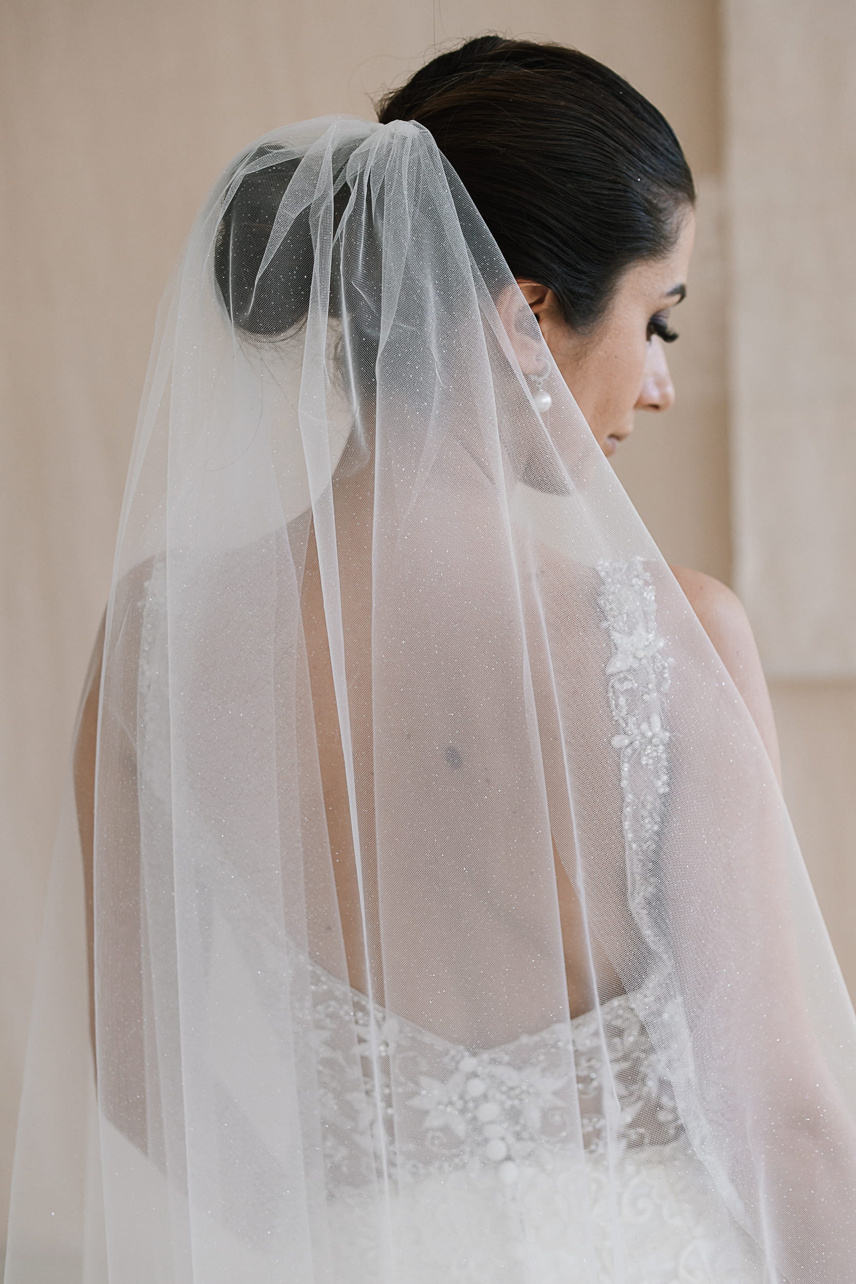Myra - One Tier Fine Glitter Wedding Veil - Image 3