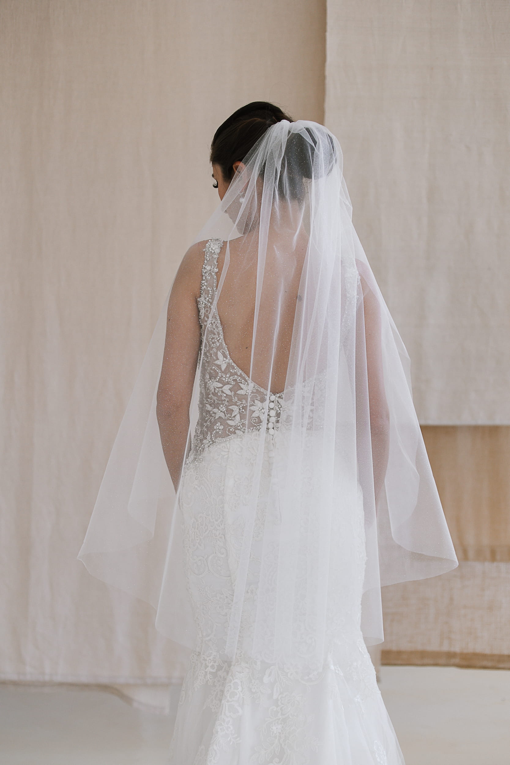 Myra - One Tier Fine Glitter Wedding Veil - Image 2